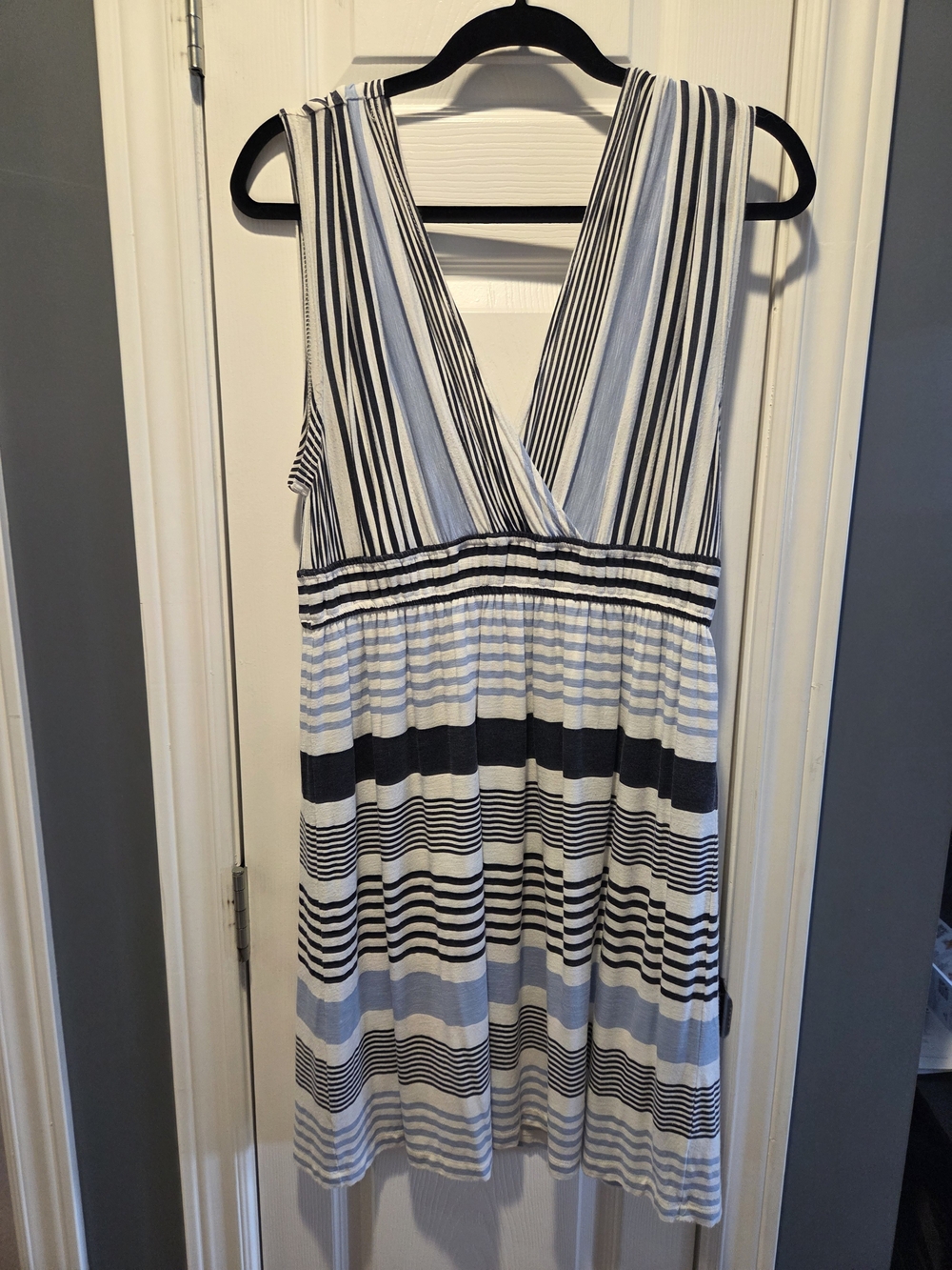 LOFT Striped V-Neck and V-Back Summer Dress